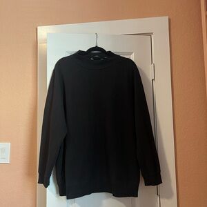 Lands' End Women’s Classic Black Mock Neck Sweatshirt